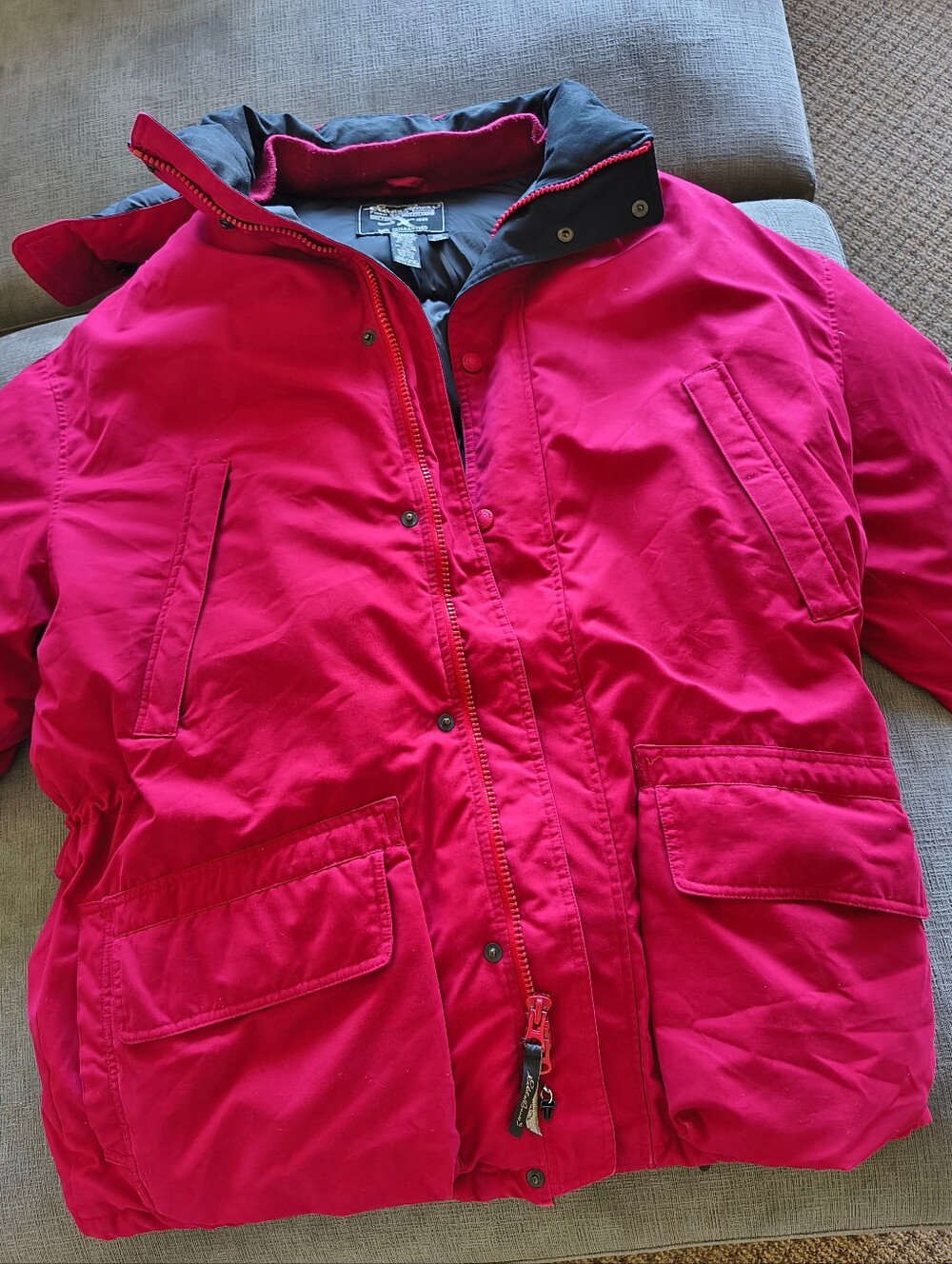 Eddie Bauer Goose Down Hooded Parka Red Men’s XL